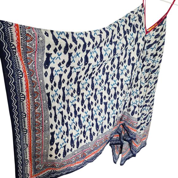 Roberta Roller Rabbit Fish Printed Scarf Dress O/S Beach Resortwear Vacation - Picture 8 of 8